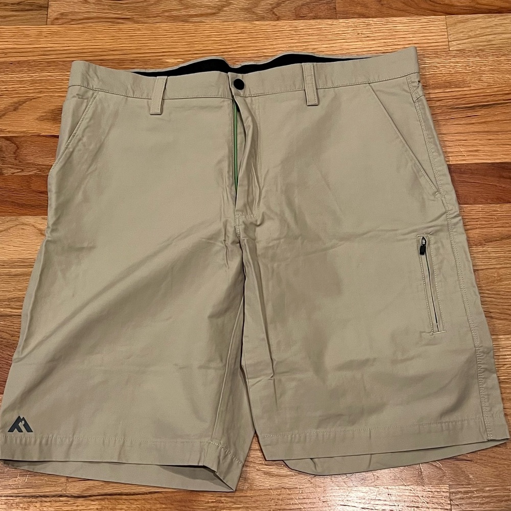 Our Trail 38 Waist Athletic Snap Button Tan Shorts